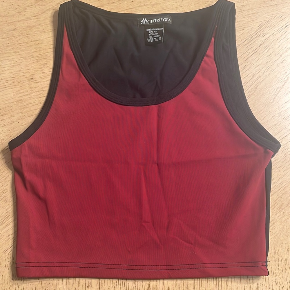 LAST CALL Maroon and Black Workout Top